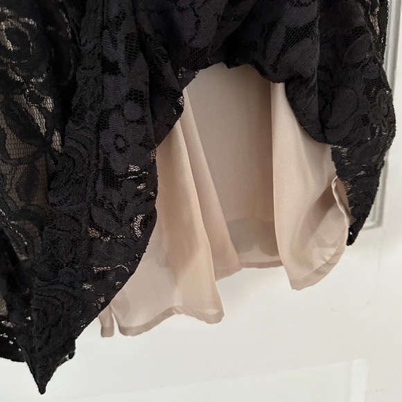 Classic, LBD, little black lace dress, with belt, and lingerie lined look. - Picture 3 of 6